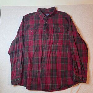 Faded Glory Men’s 2XL Plaid Flannel Shirt Red Green Button Down Long Sleeve 26x3